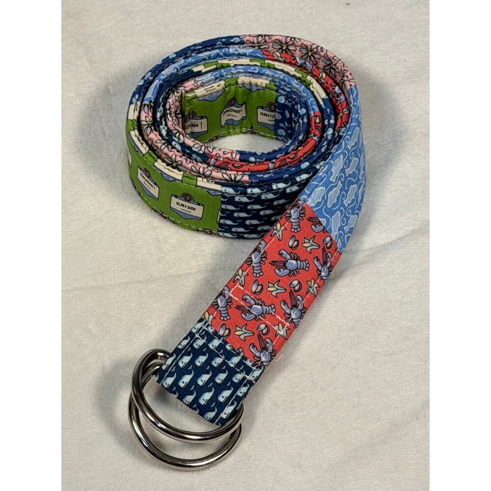Vineyard Vines Unisex Cotton Patchwork Fabric Belt ring closure XL Preppy, Golf